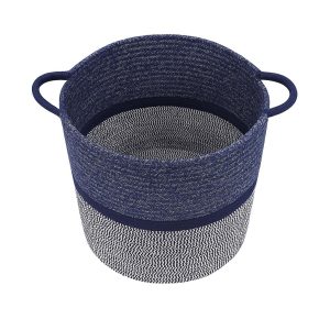 Woven Cotton Rope Laundry Basket, Boho Storage Hamper